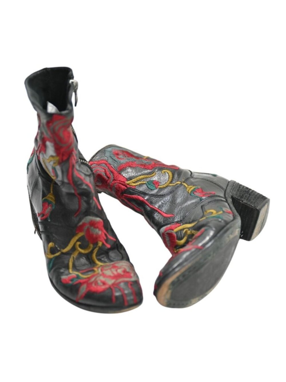 Fauzian Jeunesse Embroidered Ankle Boots in Black